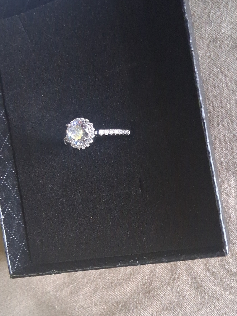 White Halo Solitaire Ring - White - Picture 3 of 4